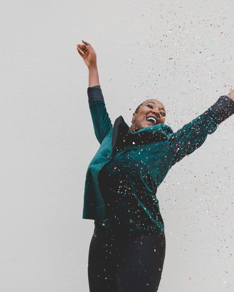 Woman celebrating