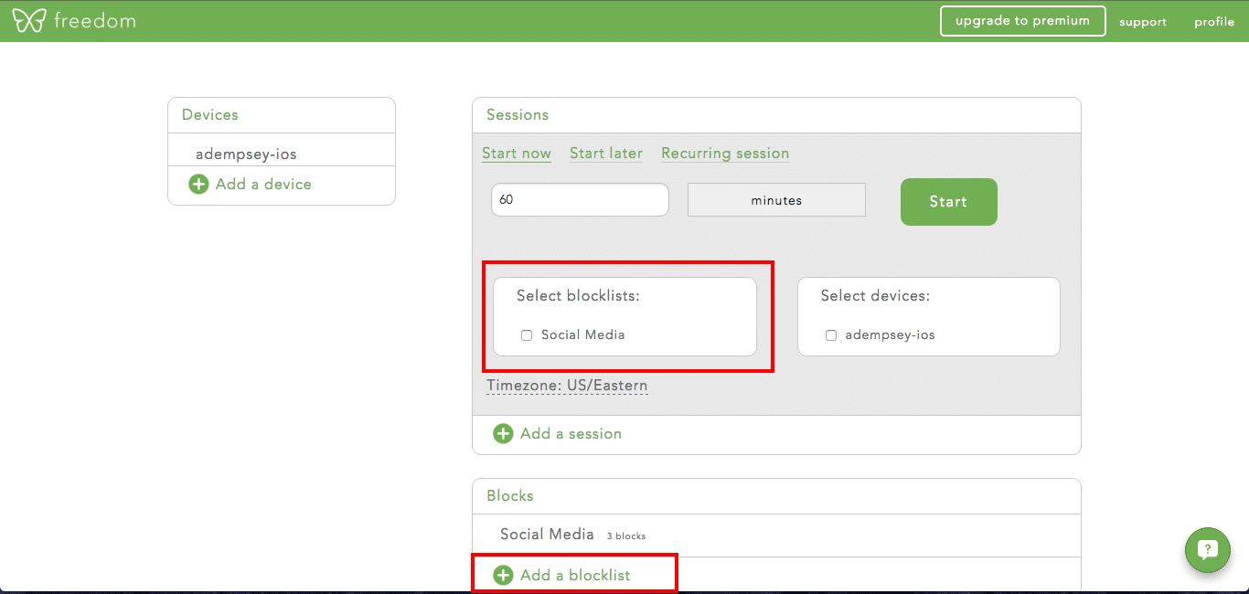 Select social media block list Select social media block list