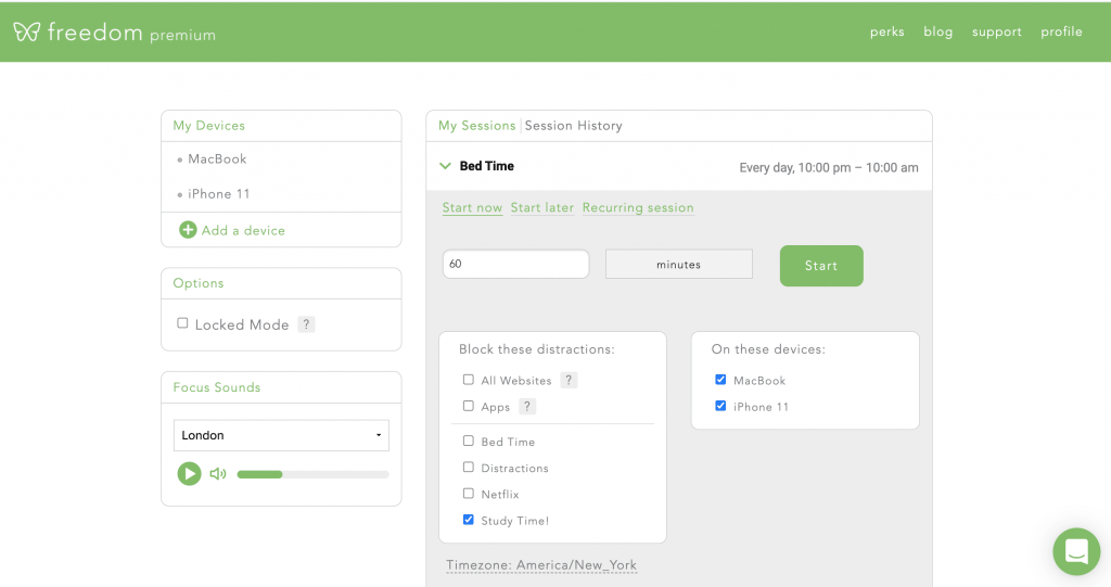 Freedom dashboard
